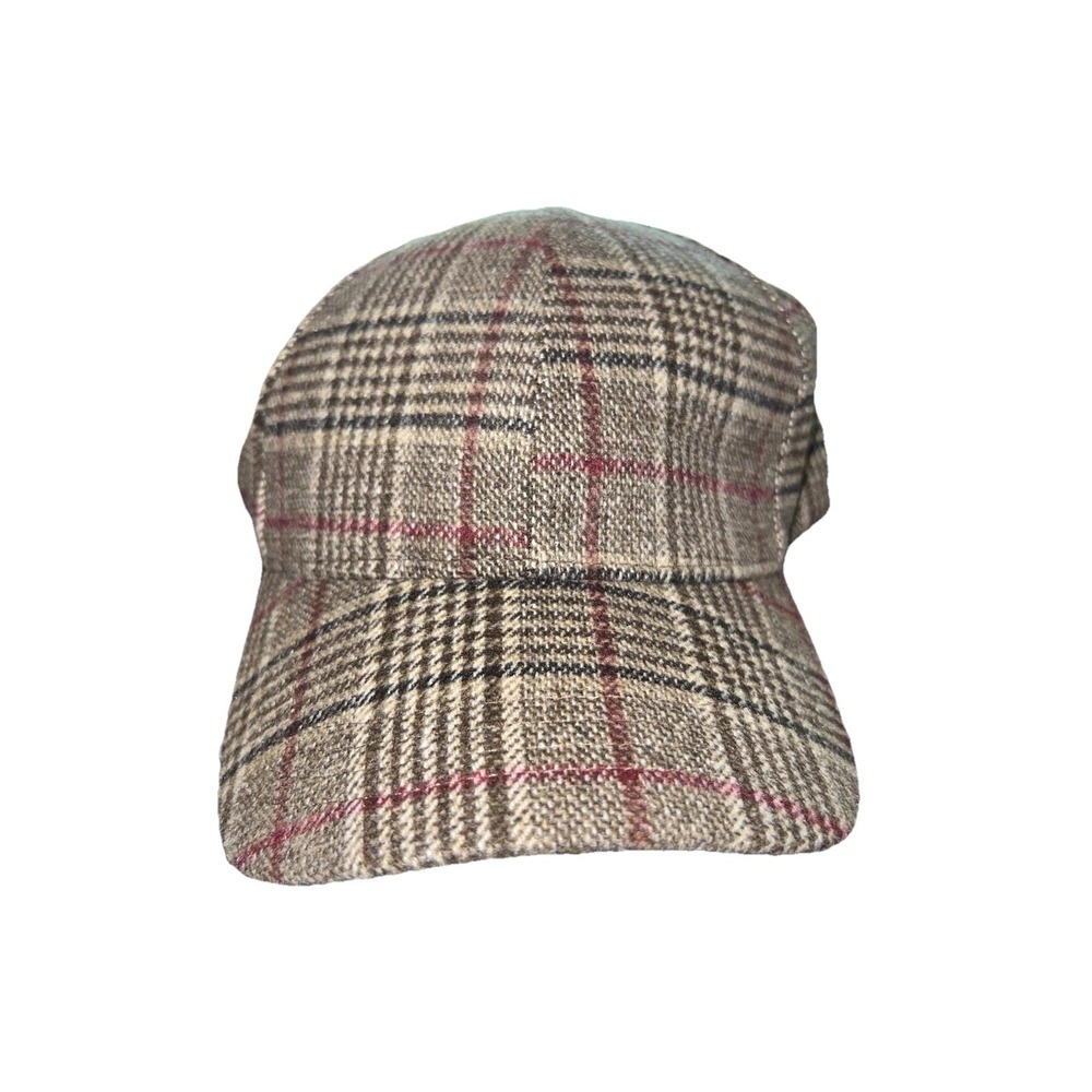 Brown Glen Plaid Baseball Hat Dad Cap One Size Adjustable Unisex Preppy EUC